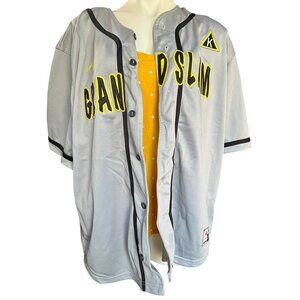 Allen Sportswear Grand Slam Gray Baseball Jersey Size L Polyester Button Up